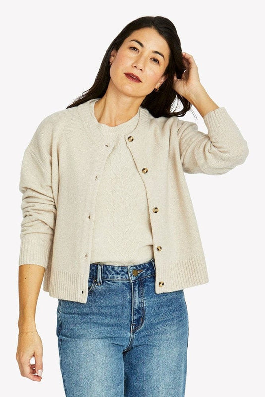 Jump Womens Crew Cardigan - Natural