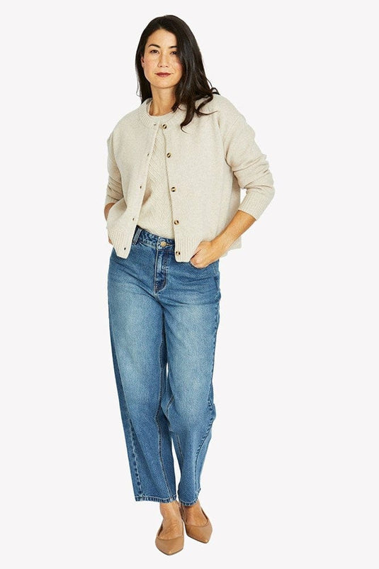 Jump Womens Crew Cardigan - Natural