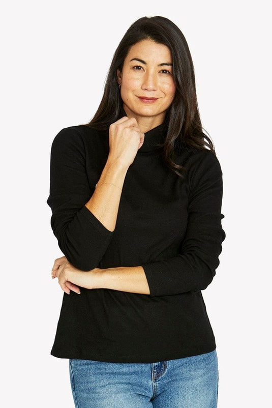 Jump Womens Cotton Long Sleeve Skivvy - Black