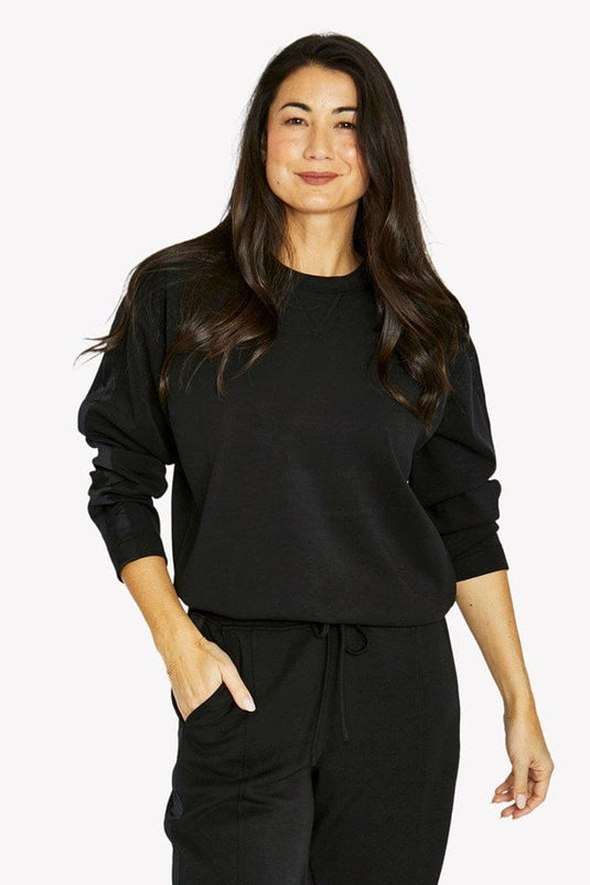 Jump Womens Satin Trim Lounge Top - Black