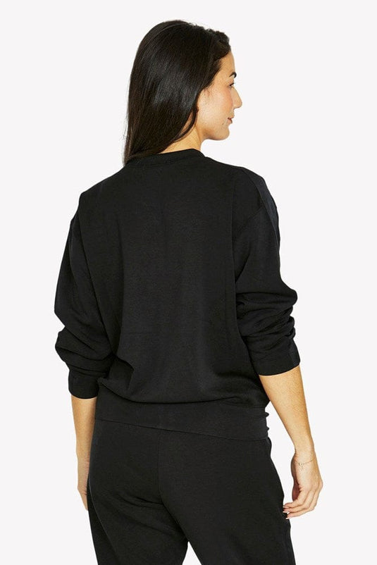 Jump Womens Satin Trim Lounge Top - Black