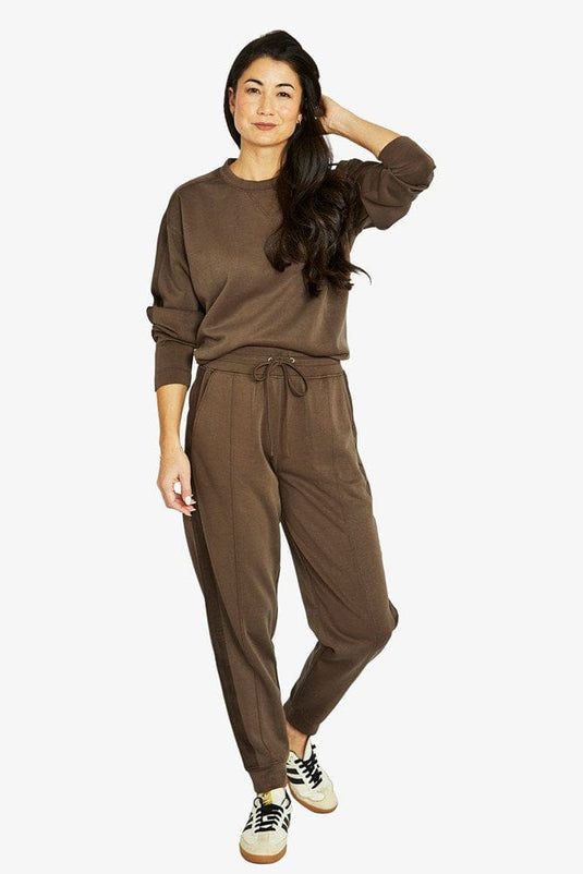 Jump Womens Satin Trim Lounge Top - Cocoa