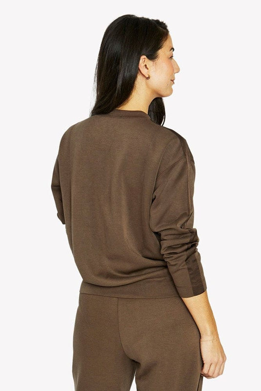 Jump Womens Satin Trim Lounge Top - Cocoa