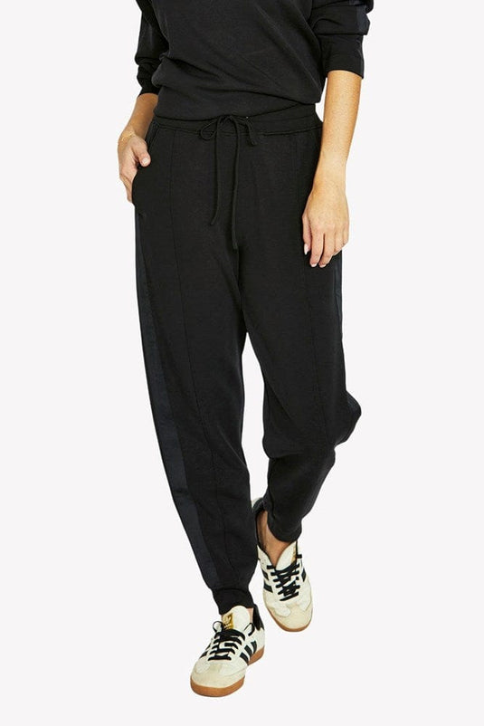 Jump Womens Satin Trim Lounge Pants - Black