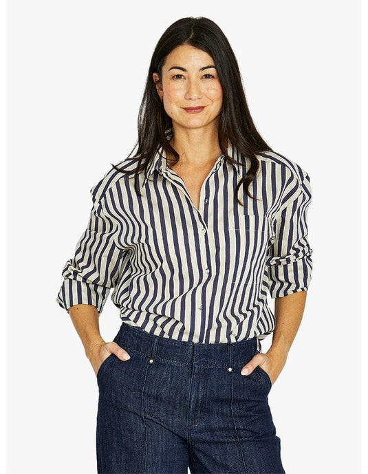 Jump Womens Ribbon Stripe Shirt - Ink/Barley
