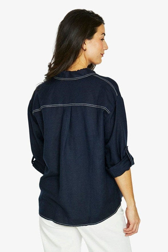 Jump Womens Contrast Stitch Shirt in Navy