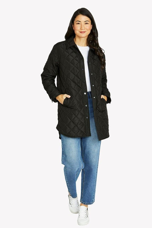 Jump Womens Long Puffer Jacket - Black