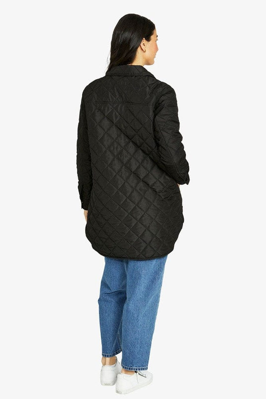 Jump Womens Long Puffer Jacket - Black