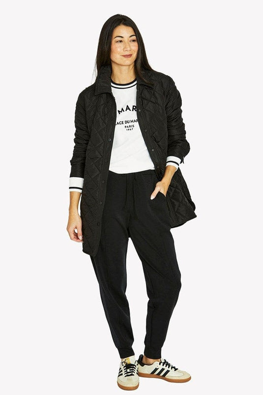 Jump Womens Long Puffer Jacket - Black