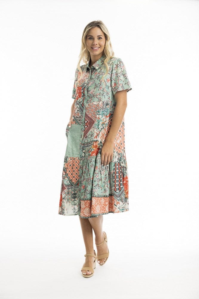 Load image into Gallery viewer, Orientique Womens Ishigaki Midi Patch Dress
