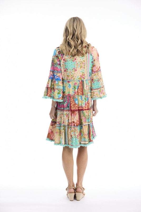 Orientique Womens Foulard Fleurs Dress Layers