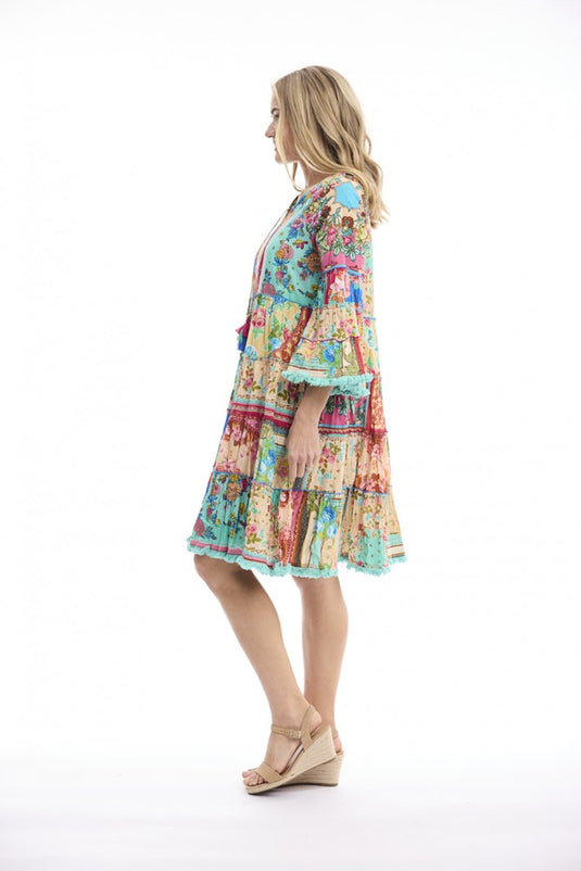 Orientique Womens Foulard Fleurs Dress Layers