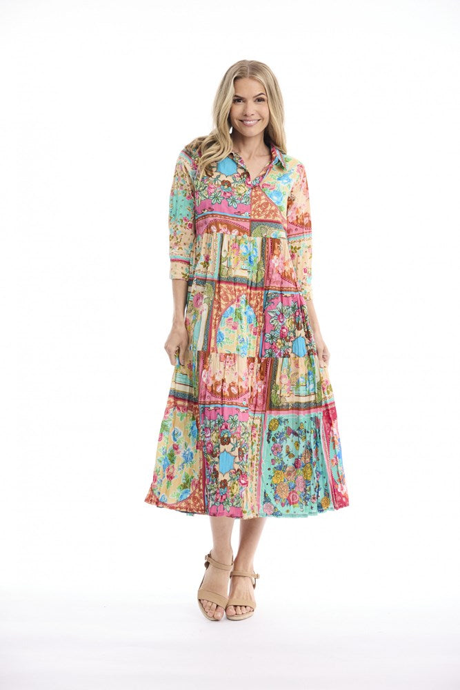 Load image into Gallery viewer, Orientique Womens Foulard Fleurs Dress Collar Layers
