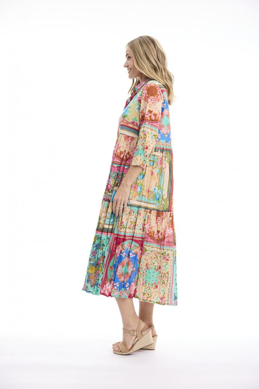 Orientique Womens Foulard Fleurs Dress Collar Layers