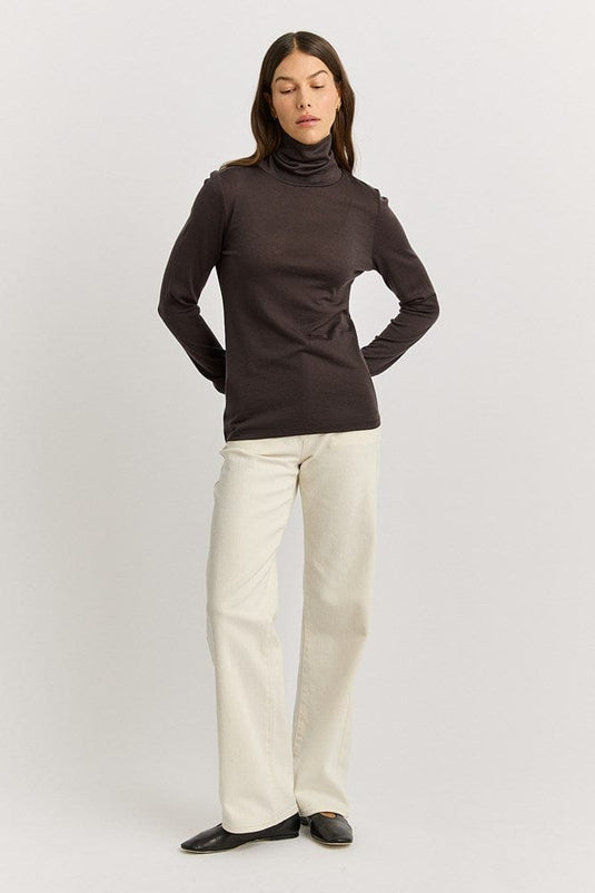 Toorallie Womens Turtle Neck Merino Top