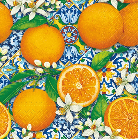 Paw Lunch Napkin 33cm - Orange Bloom