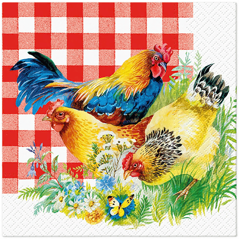 Paw Lunch Napkin 33cm - Chicken Couple