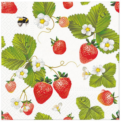 Paw Lunch Napkin 33cm - Strawberries with Bees
