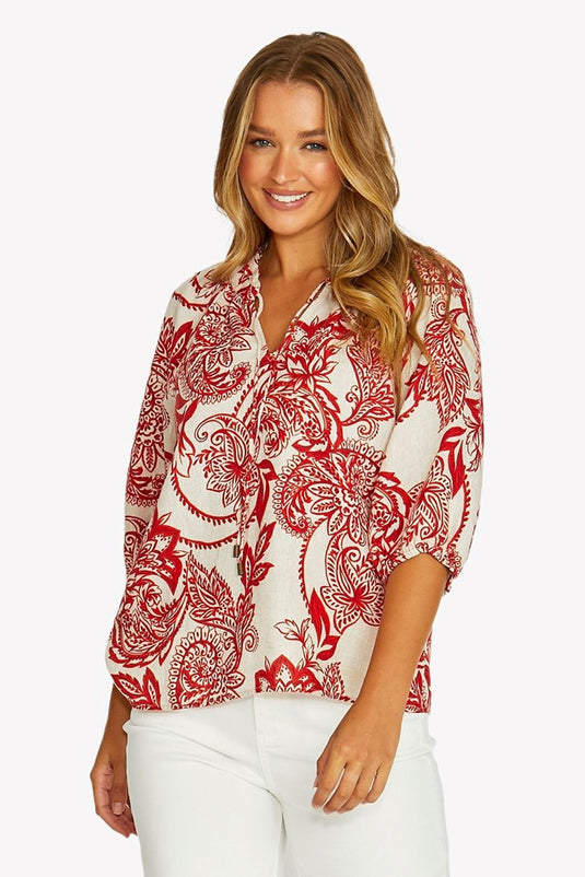 Jump Womens Bohemia Ruffle Neck Top