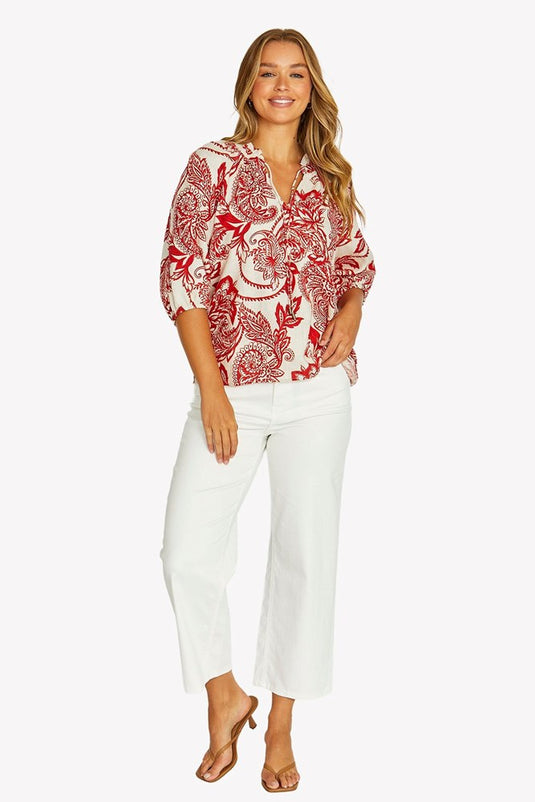 Jump Womens Bohemia Ruffle Neck Top