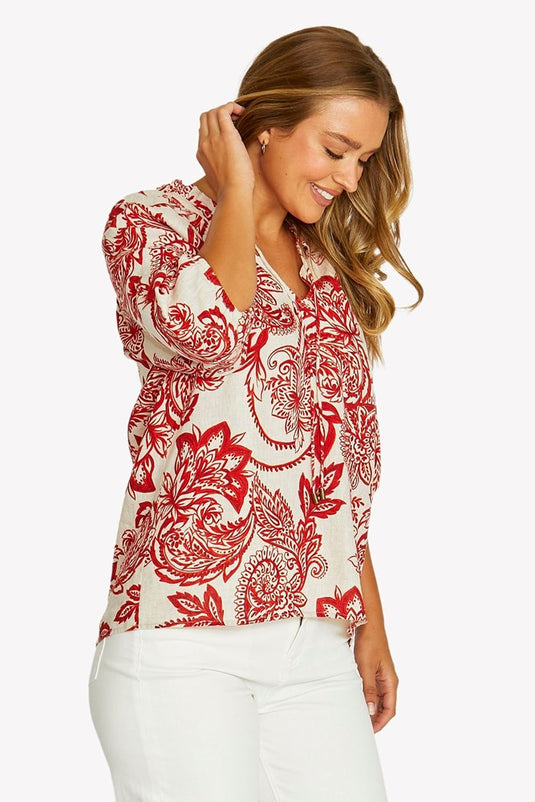Jump Womens Bohemia Ruffle Neck Top
