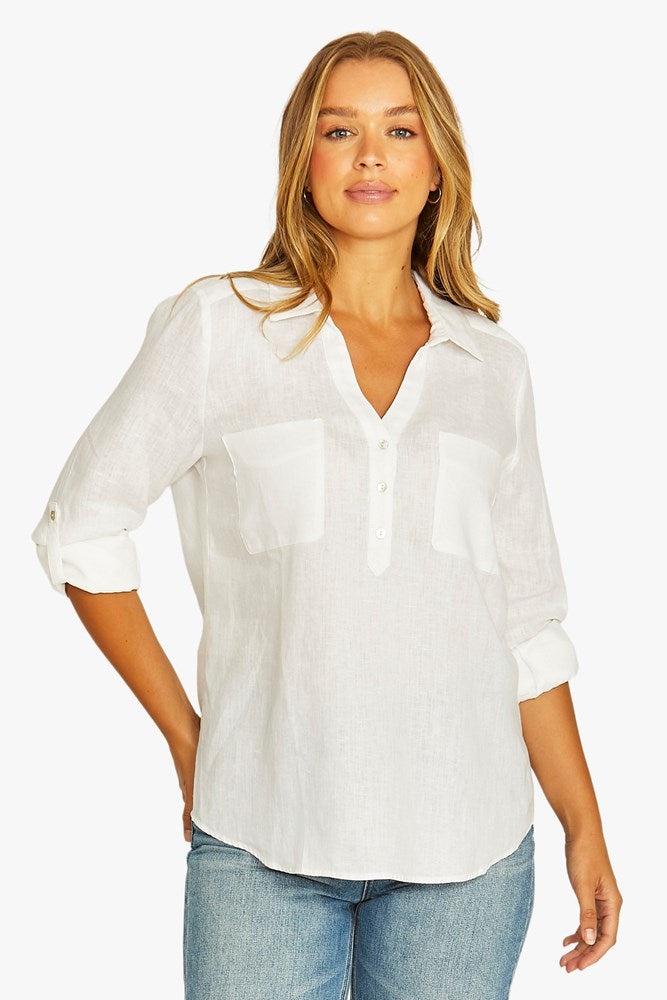 Load image into Gallery viewer, Jump Womens Half Placket Shirt - White
