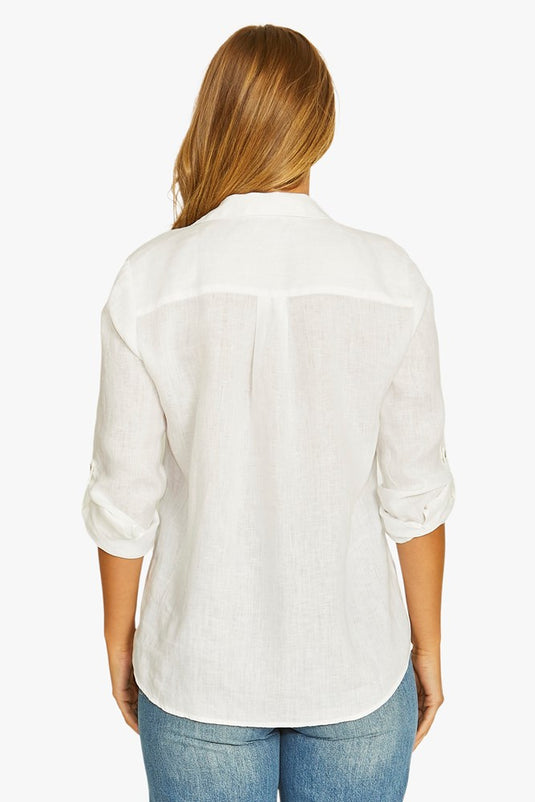 Jump Womens Half Placket Shirt - White