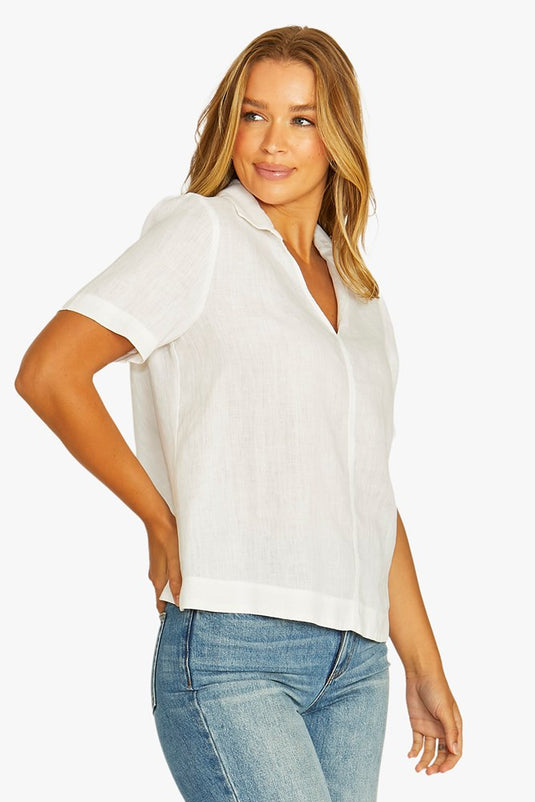 Jump Womens Open Collar Short Sleeve Top