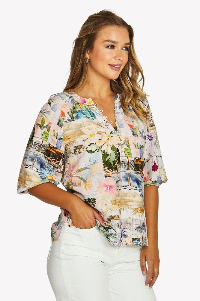 Load image into Gallery viewer, Jump Womens Poolside Glamour Button Top
