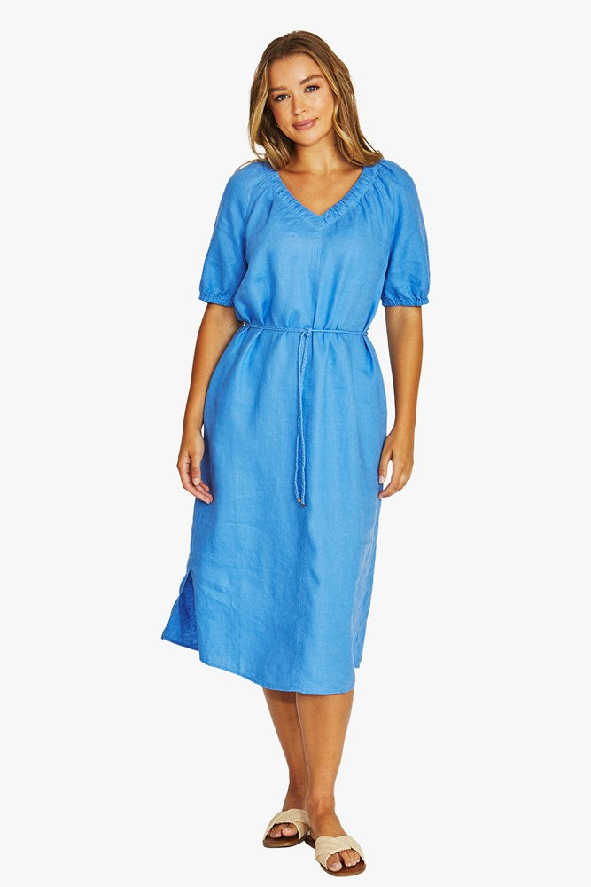 Load image into Gallery viewer, Jump Womens Gathered Waist V-Neck Dress
