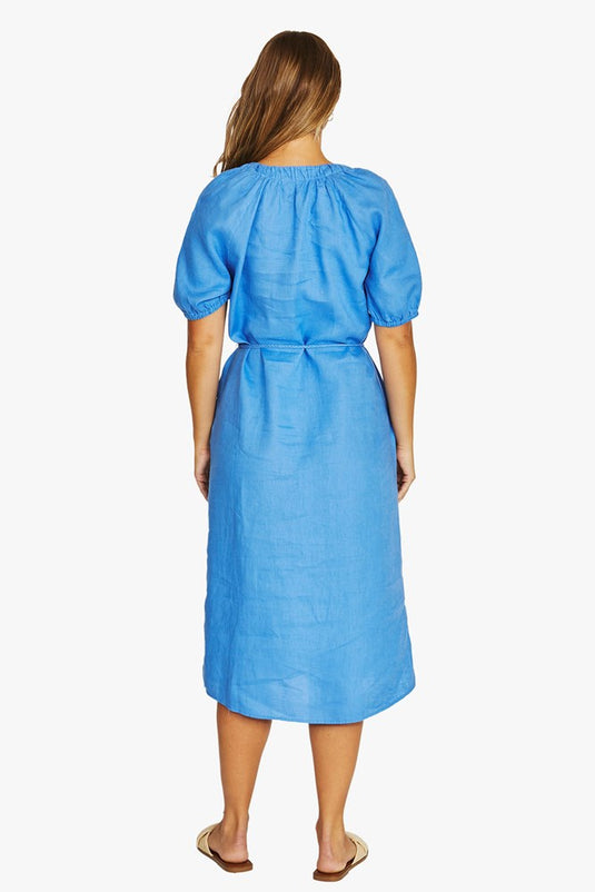 Jump Womens Gathered Waist V-Neck Dress