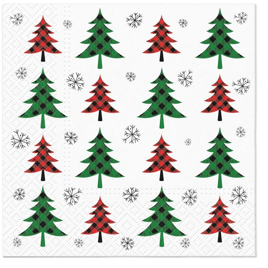 Paw Lunch Napkin 33cm - Christmas Tree Check