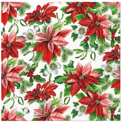 Paw Lunch Napkin 33cm - Glory Poinsettia