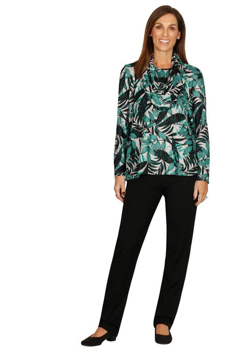 Jillian Womens Leaf Print Top And Infinity Scarf