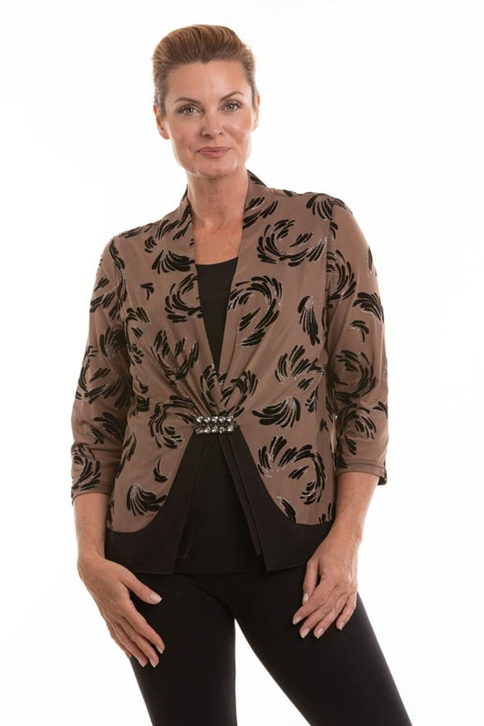 Kleio Womens Sparkly Taupe Blouse