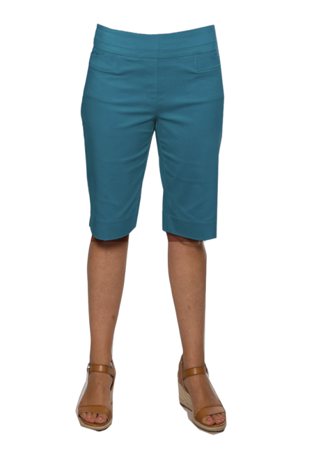 Equinox Womens Pull On Bengaline Knee Length Short - Peacock