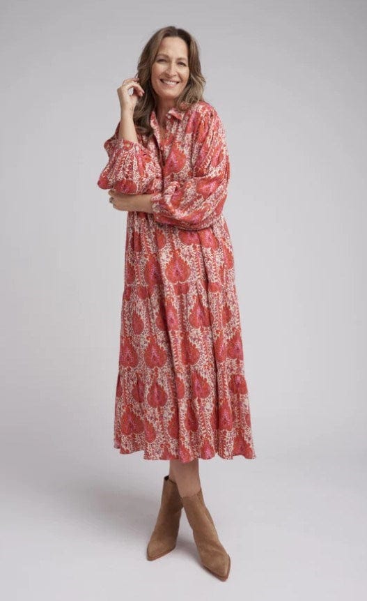 Goondiwindi Cotton Womens Dress Linen Flame Print