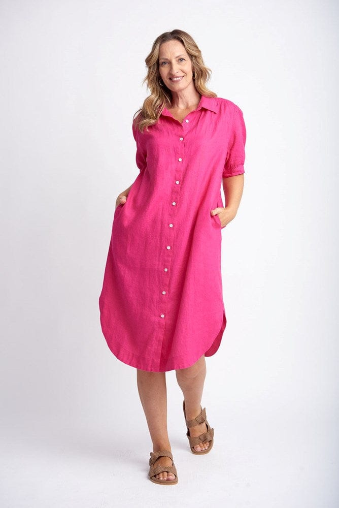 Load image into Gallery viewer, Goondiwindi Cotton Short Sleeve Linen Dress
