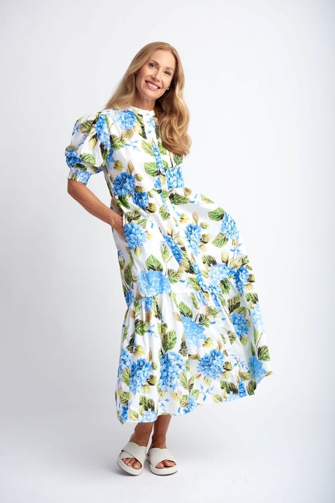 Load image into Gallery viewer, Goondiwindi Cotton Womens Dress Hydrangea Print
