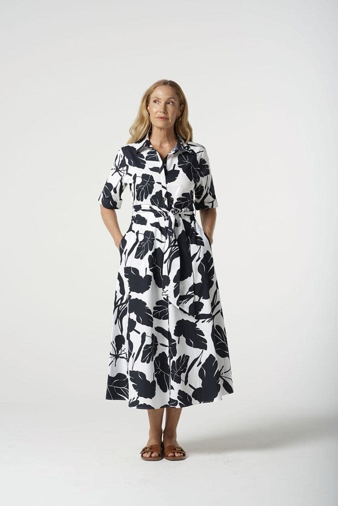 Load image into Gallery viewer, Goondiwindi Cotton Womens Block Leaf Print A-Line Dress
