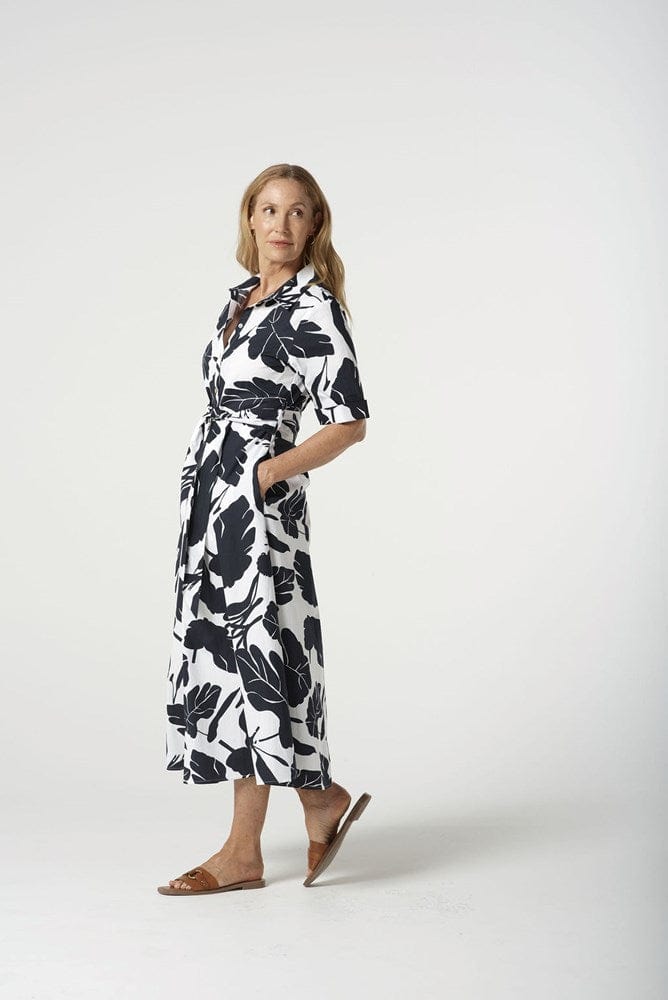 Load image into Gallery viewer, Goondiwindi Cotton Womens Block Leaf Print A-Line Dress
