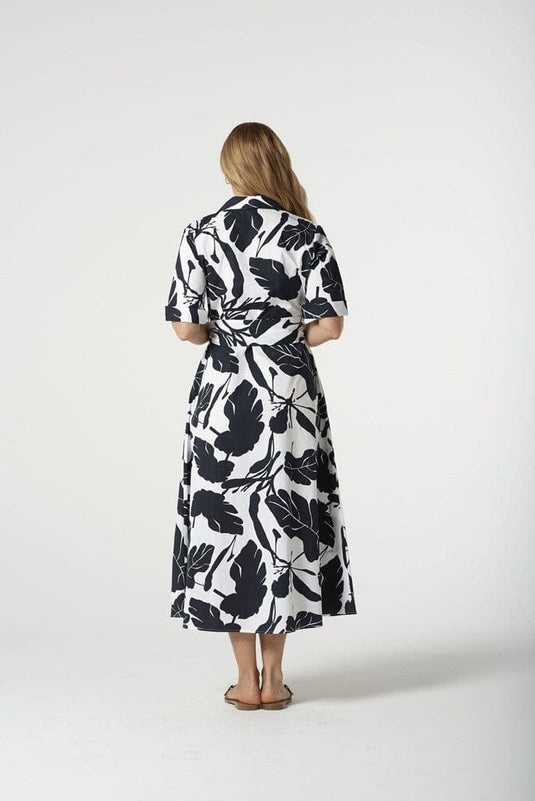 Goondiwindi Cotton Womens Block Leaf Print A-Line Dress