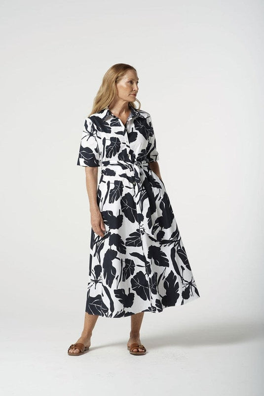 Goondiwindi Cotton Womens Block Leaf Print A-Line Dress