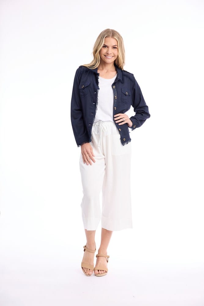 Load image into Gallery viewer, Orientique Womens Linen Blend Fringe Jacket
