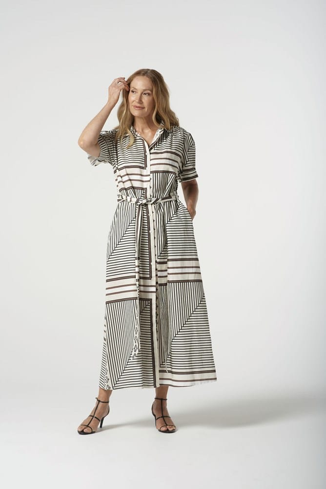 Load image into Gallery viewer, Goondiwindi Cotton Womens Maxi Square Print Shirt Dress
