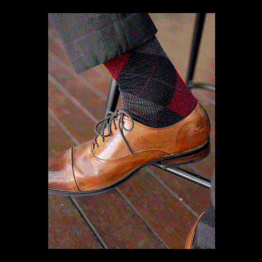 Humphrey Law Fine Merino Wool/Polyester Argyle Patterned Health Sock