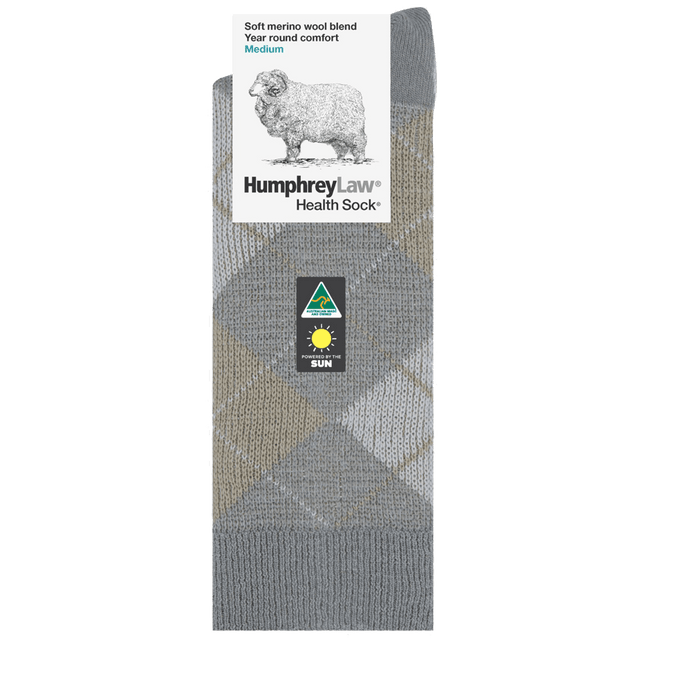 Humphrey Law Fine Merino Wool/Polyester Argyle Patterned Health Sock