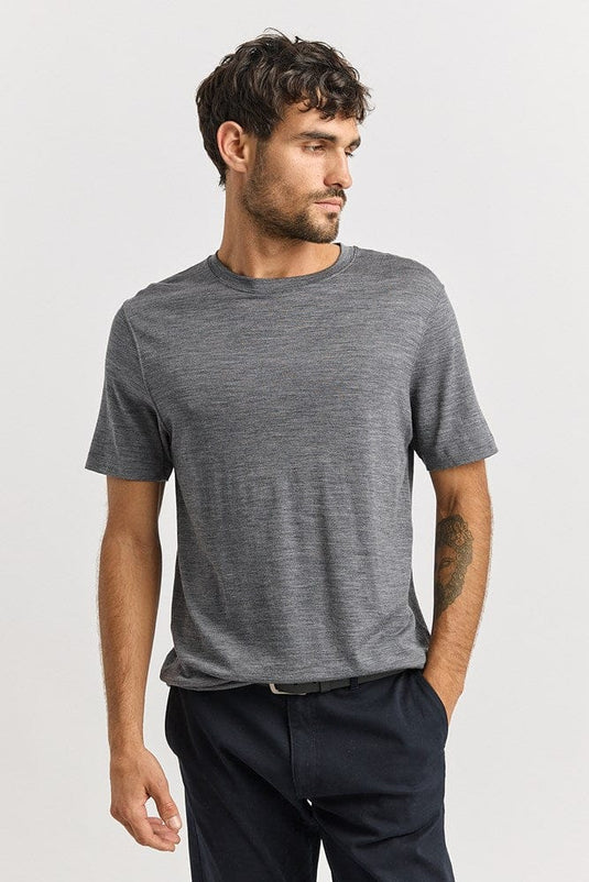 Toorallie Mens Merino Crew T-Shirt - Zinc