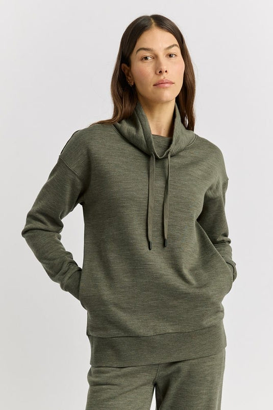 Toorallie Womens Lounge Funnel Neck - Kale
