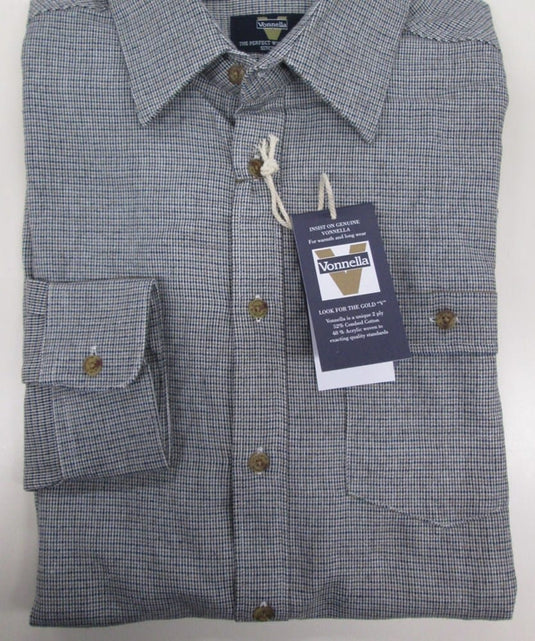 Vonnella Mens Houndstooth Long Sleeve Shirt - Light Grey